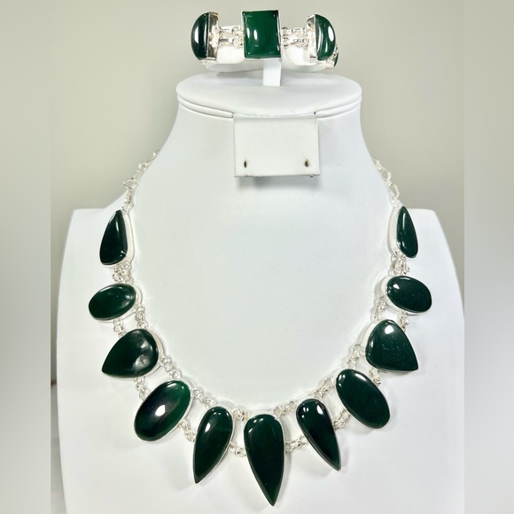 Jadeite 925 Large Gemstone Necklace ONLY - Picture 3 of 9